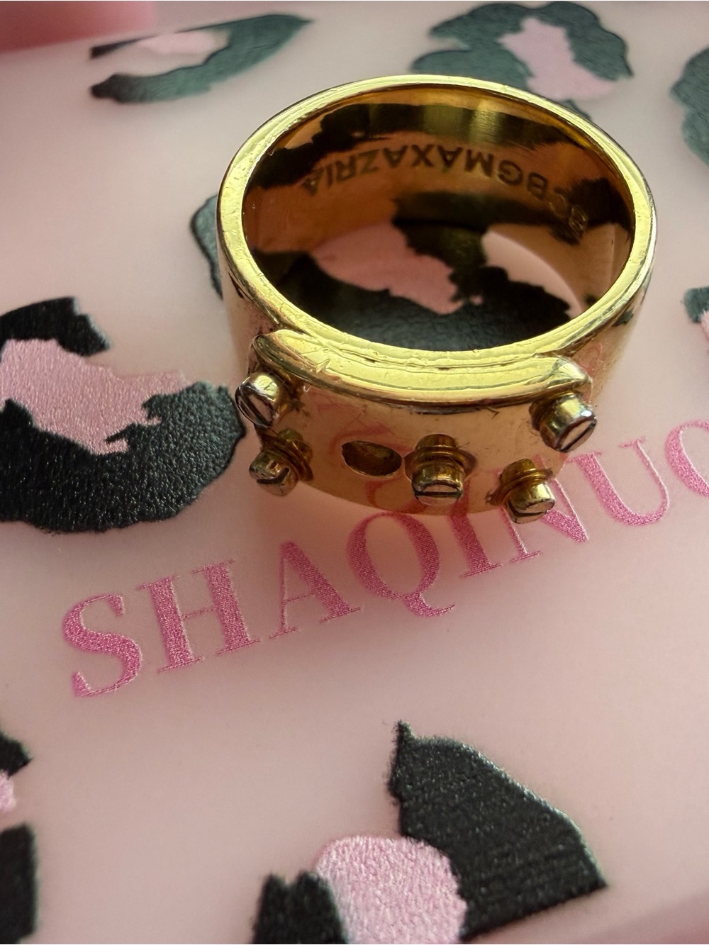 BCBGMaxAzria Gold-Tone Spike Accent Wide Band Ring